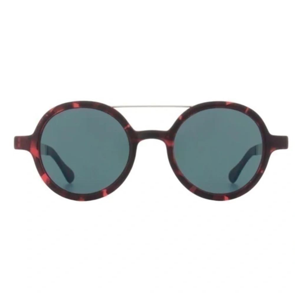 KOMONO Vivien Tortoise Silver Sunglasses NEW round red metal